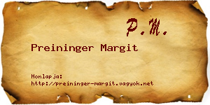 Preininger Margit névjegykártya